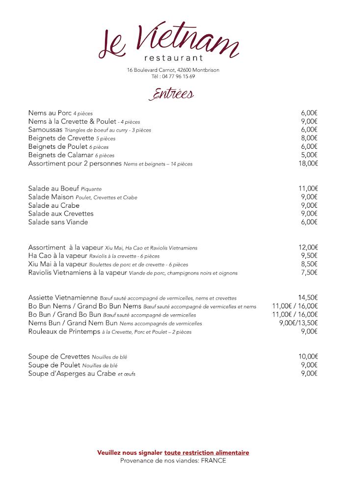 Restaurant Le Viet Nam - sur place et à emporter - Menu Image 2