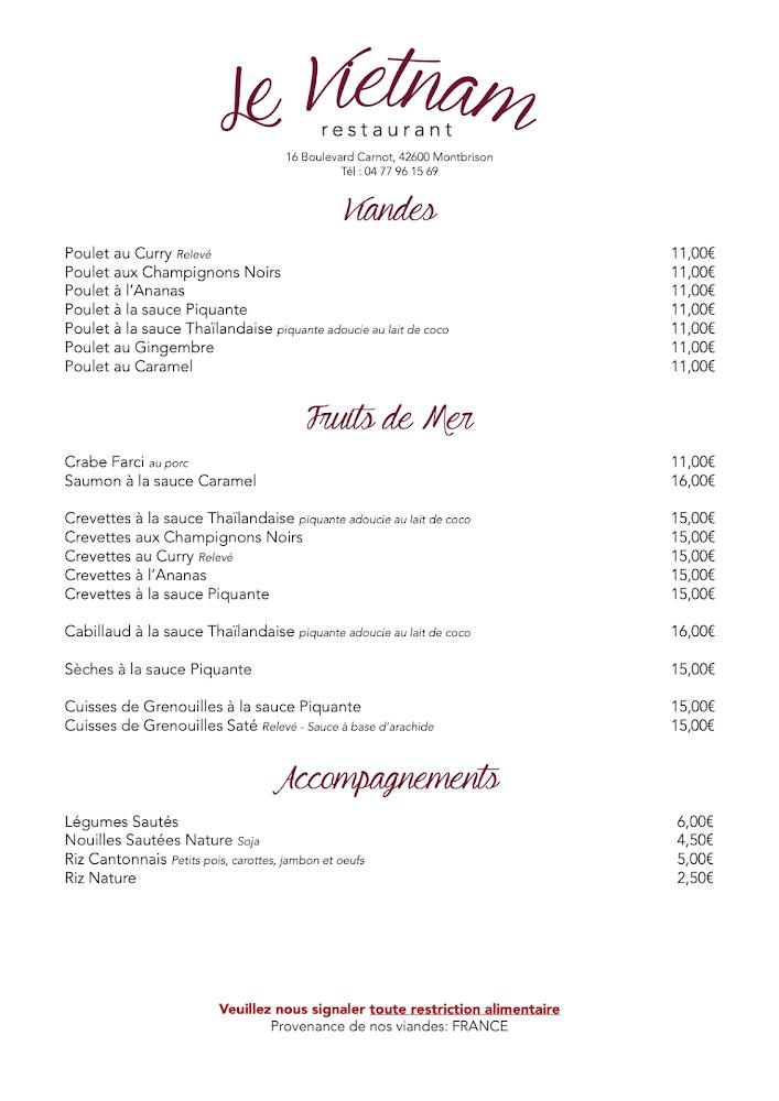 Restaurant Le Viet Nam - sur place et à emporter - Menu Image 3