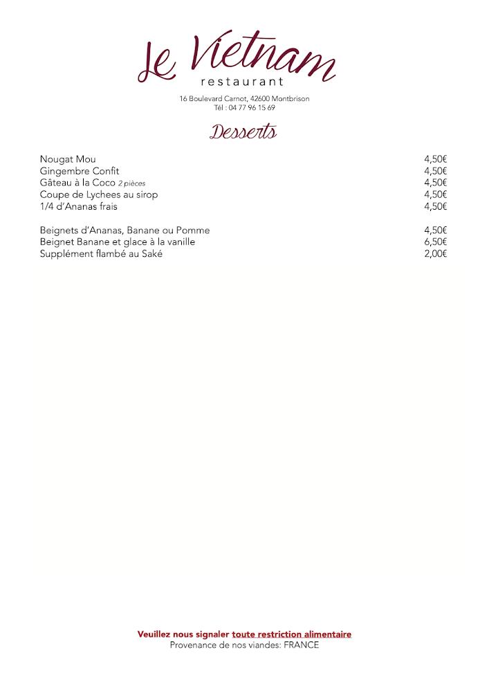 Restaurant Le Viet Nam - sur place et à emporter - Menu Image 4